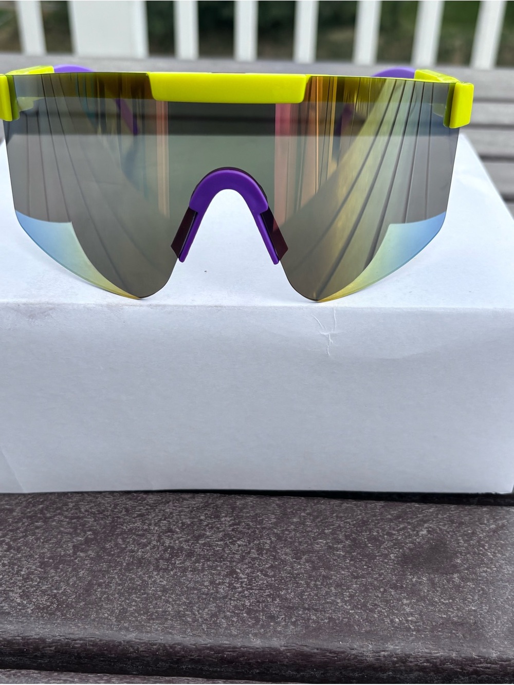 Neon Yellow & Purple Shield Sunglasses for Men